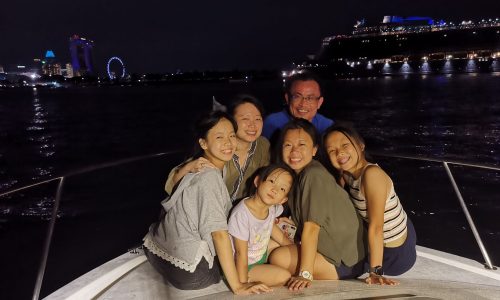 Family Group Photo on Yacht During Night