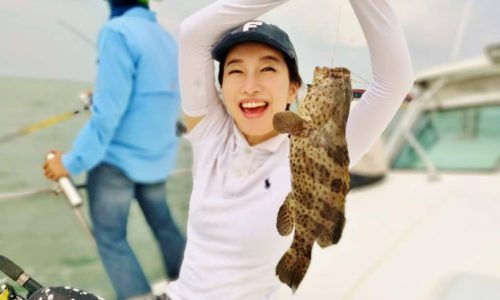 Lady Caught Grouper On Fishing Trip